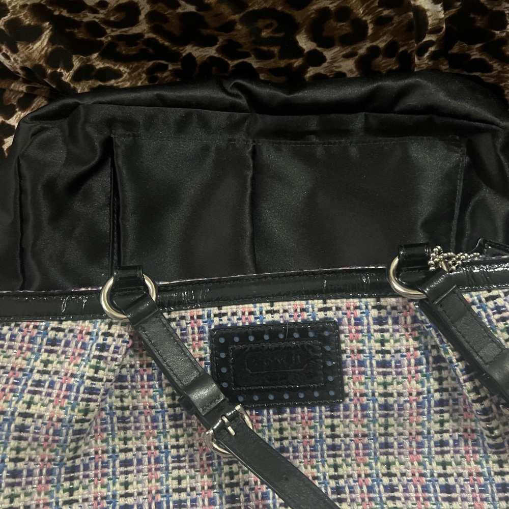 Coach Multicolor Tweed Tote with Black Patent Trim - Picture 12 of 12